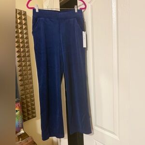 Nicole Miller New York Deep Blue Velvet Straight Leg Sweatpants Size Small